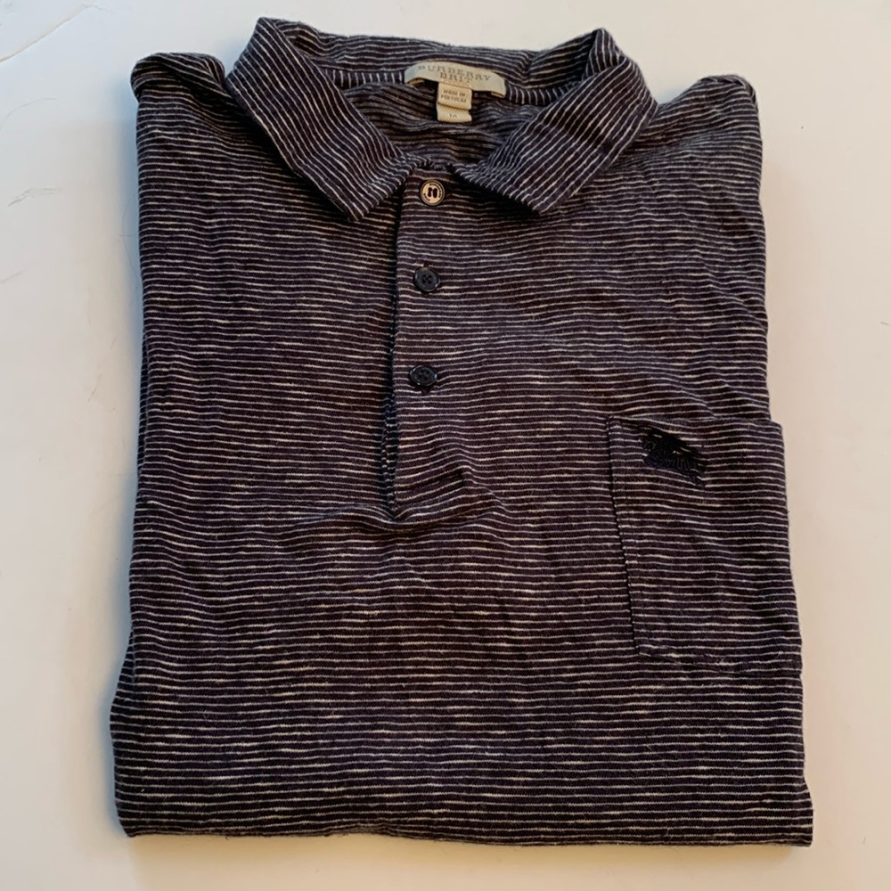 Burberry Brit Blk Striped Men’s Short Sleeve Shirt Sz Med